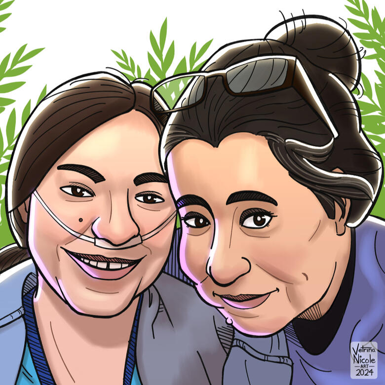 Digitally drawn portrait of two women