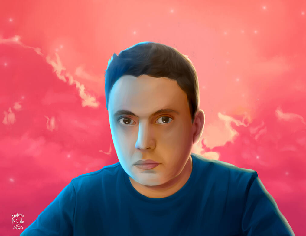 Digitally drawn portrait of a latino man